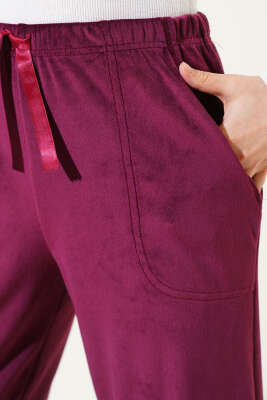 Paça Lastikli Kadife Pijama Altı Magenta - Pijama