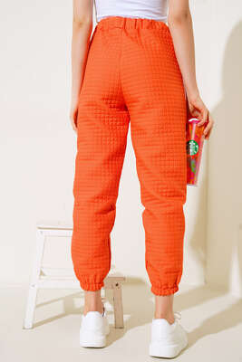 Paça Lastikli Kapitone Pantolon Oranj - Yılın Fırsatı