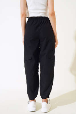 Paça Lastikli Kargo Cep Pantolon Siyah - Kadın Giyim Modelleri