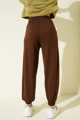 Paça Lastikli Loyşa Jogger Pantolon Kahve - Kadın Giyim Modelleri