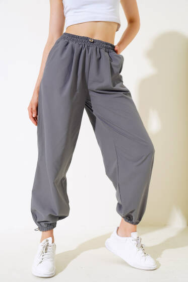 Paça Lastikli Pantolon Füme - Kadın Giyim Modelleri