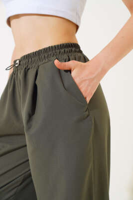Paça Lastikli Pantolon Haki - Kadın Giyim Modelleri