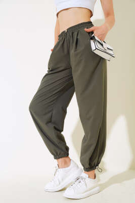 Paça Lastikli Pantolon Haki - Kadın Giyim Modelleri