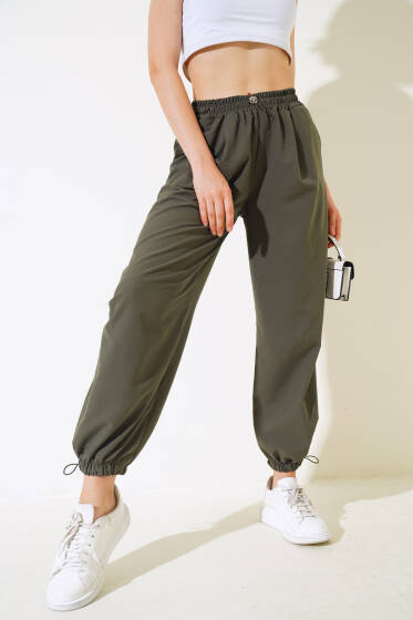 Paça Lastikli Pantolon Haki - Yeni Giyim