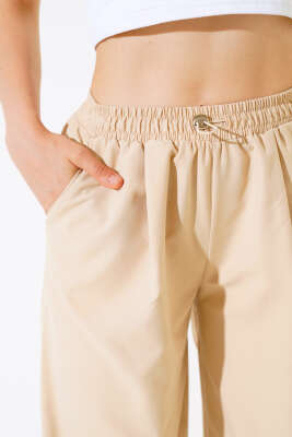 Paça Lastikli Pantolon Latte - Kadın Giyim Modelleri