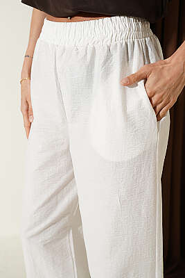 Paça Lastikli Paraşüt Jogger Pantolon Beyaz - Kadın Giyim Modelleri