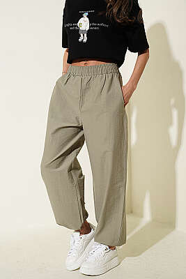 Paça Lastikli Paraşüt Jogger Pantolon Haki - HELLIE