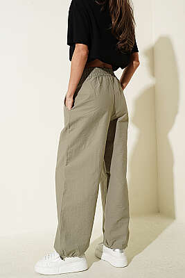 Paça Lastikli Paraşüt Jogger Pantolon Haki - Kadın Giyim Modelleri