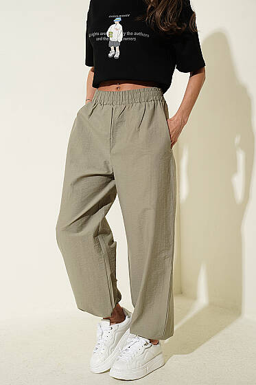 Paça Lastikli Paraşüt Jogger Pantolon Haki - Yılın Fırsatı