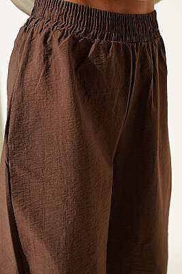 Paça Lastikli Paraşüt Jogger Pantolon Kahve - Kadın Giyim Modelleri