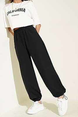 Paça Lastikli Paraşüt Jogger Pantolon Siyah - HELLIE