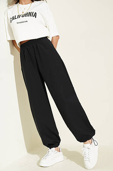 Paça Lastikli Paraşüt Jogger Pantolon Siyah - Kadın Giyim Modelleri