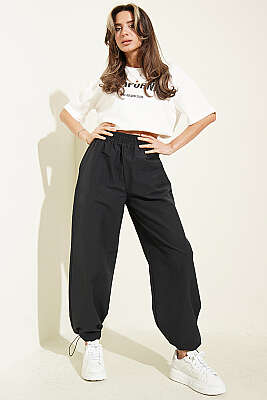 Paça Lastikli Paraşüt Jogger Pantolon Siyah - Kadın Giyim Modelleri