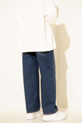 Paça Püskül Detaylı Baggy Pantolon Koyu Mavi - Pantolon