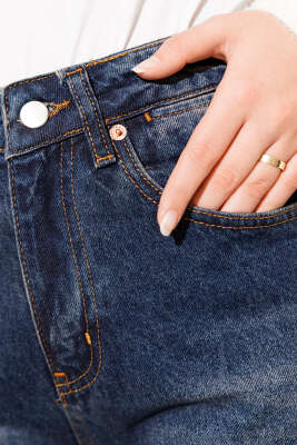 Paça Püskül Detaylı Baggy Pantolon Koyu Mavi - Pantolon