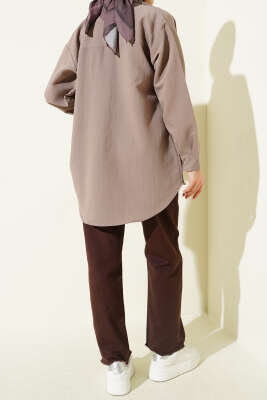 Paça Püsküllü Lastikli Gabardin Pantolon Kahve - Pantolon