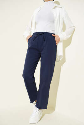 Paça Püsküllü Lastikli Gabardin Pantolon Lacivert - ERME