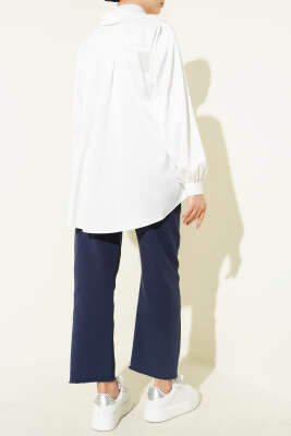 Paça Püsküllü Lastikli Gabardin Pantolon Lacivert - Yılın Fırsatı