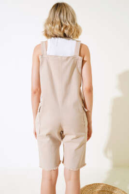 Paça Püsküllü Şortlu Slopet Bej - Kadın Giyim Modelleri