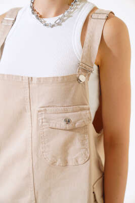 Paça Püsküllü Şortlu Slopet Bej - Kadın Giyim Modelleri