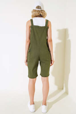 Paça Püsküllü Şortlu Slopet Haki - Kadın Giyim Modelleri