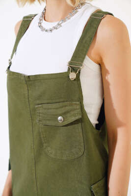 Paça Püsküllü Şortlu Slopet Haki - Kadın Giyim Modelleri