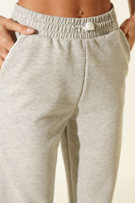 Paça ve Beli Lastikli Loyşa Pantolon Gri - Kadın Giyim Modelleri