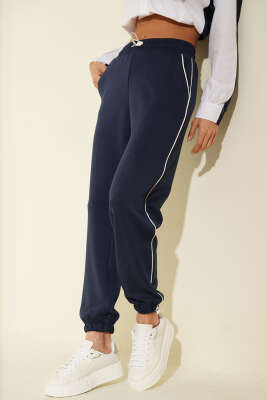 Paça ve Beli Lastikli Loyşa Pantolon Lacivert - Yılın Fırsatı