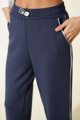 Paça ve Beli Lastikli Loyşa Pantolon Lacivert - Yılın Fırsatı