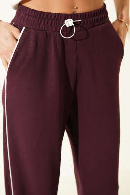 Paça ve Beli Lastikli Loyşa Pantolon Mürdüm - Yılın Fırsatı