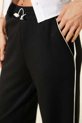 Paça ve Beli Lastikli Loyşa Pantolon Siyah - Kadın Giyim Modelleri