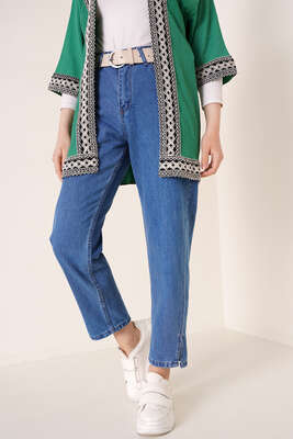 Paça Yırtmaçlı Jean Pantolon Orta Mavi - 300-500 TL Ürünler
