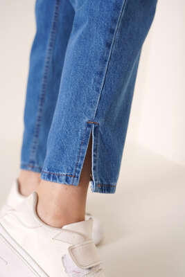 Paça Yırtmaçlı Jean Pantolon Orta Mavi - 300-500 TL Ürünler