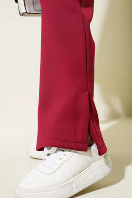 Paça Yırtmaçlı Scuba Pantolon Bordo - 300-500 TL Ürünler