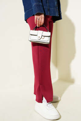 Paça Yırtmaçlı Scuba Pantolon Bordo - 300-500 TL Ürünler