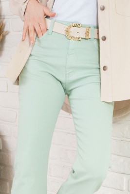 Paçası Kesik Mint Pantolon - Pantolon