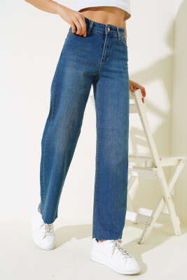 Paçası Püsküllü Palazzo Kot Pantolon Kahve Tint - Kadın Giyim Modelleri