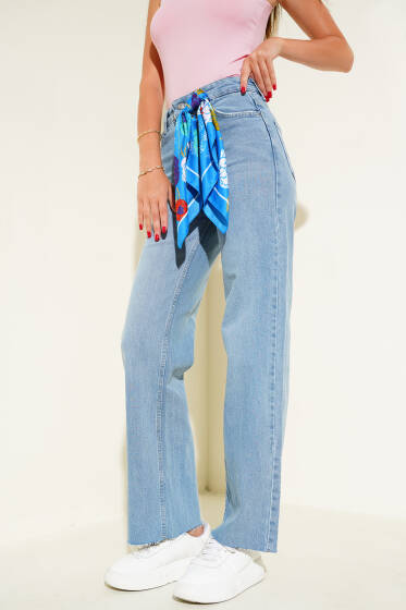 Paçası Püsküllü Palazzo Kot Pantolon Kot Mavisi - Kadın Giyim Modelleri