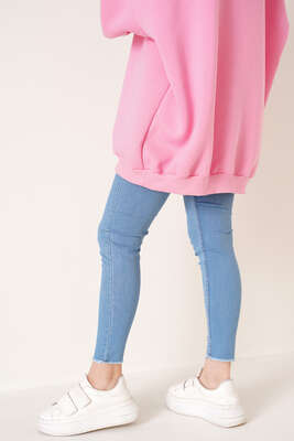 Paçası Püsküllü Skinny Jean Pantolon Açık Mavi - Kot Pantolon