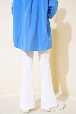 Paçası Yırtmaçlı İspanyol Paça Pantolon Ekru - Pantolon