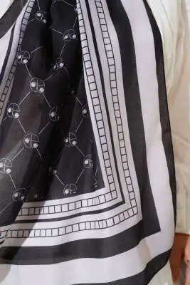 Pacman Desen Soft Şal Siyah - Başörtüsü