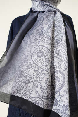 Paisley Çiçek Desen Şal Antrasit - Başörtüsü