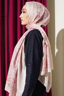 Paisley Çiçek Desen Şal Bej - Başörtüsü