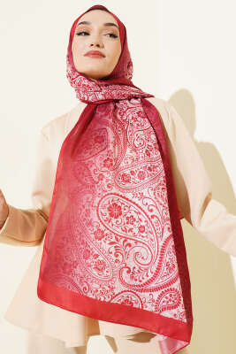 Paisley Çiçek Desen Şal Bordo 