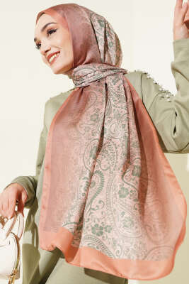 Paisley Çiçek Desen Şal Camel 