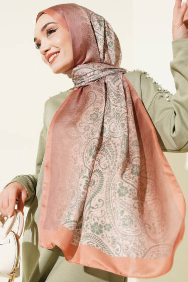 Paisley Çiçek Desen Şal Camel - Başörtüsü