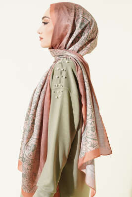 Paisley Çiçek Desen Şal Camel - Başörtüsü