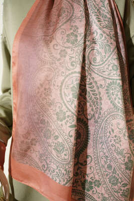 Paisley Çiçek Desen Şal Camel - Başörtüsü