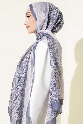 Paisley Çiçek Desen Şal Füme - Başörtüsü