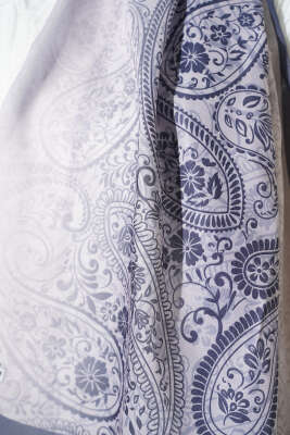 Paisley Çiçek Desen Şal Füme - Başörtüsü